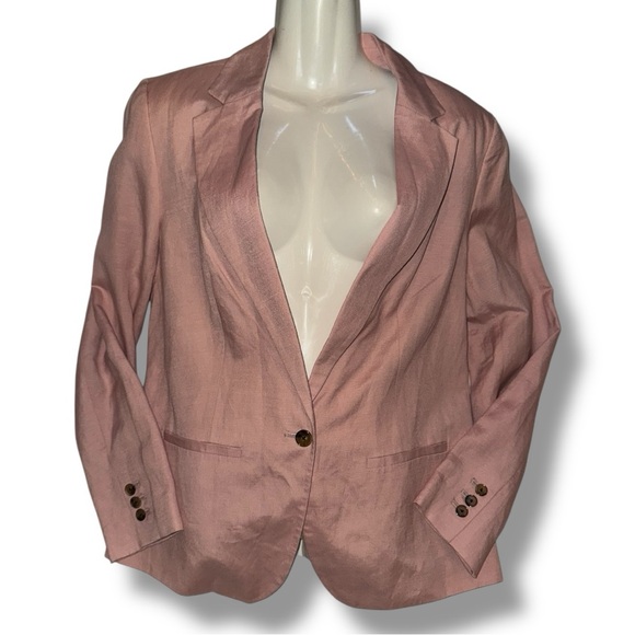 A New Day (Target) NWT Blazer Jacket Pink Linen Business Casual Chic Women’s 14 - Picture 14 of 16